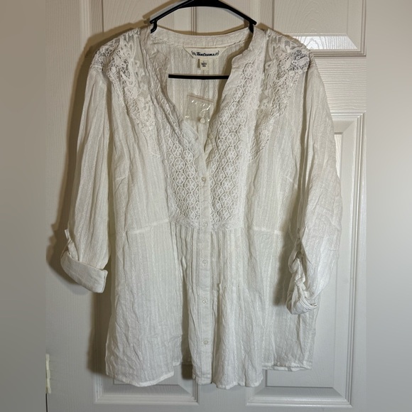 Tantrums lightweight white beachy boho peasant resortwear Lagenlook pop over top - Picture 1 of 10